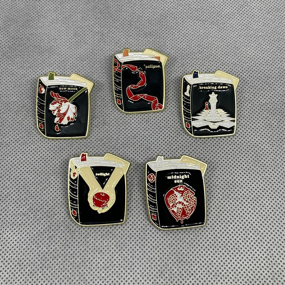 5 Piece Twilight Saga Metal Enamel Book Series Pin Set
